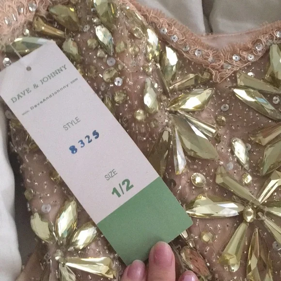 Dave & Johnny Pink and Gold Embellished Dress - Picture 7 of 11